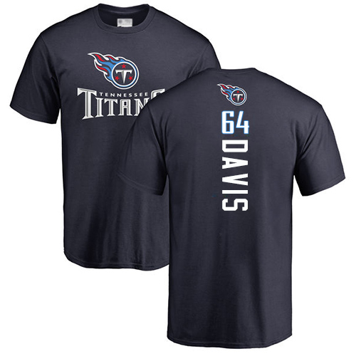 Tennessee Titans Men Navy Blue Nate Davis Backer NFL Football #64 T Shirt